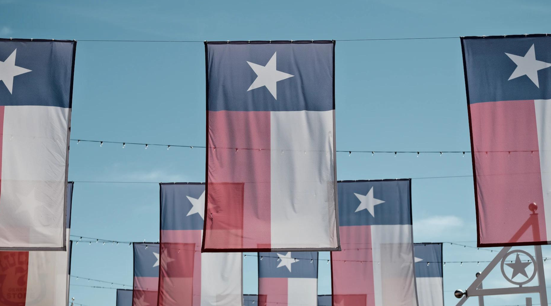 Rows of Texas flags
