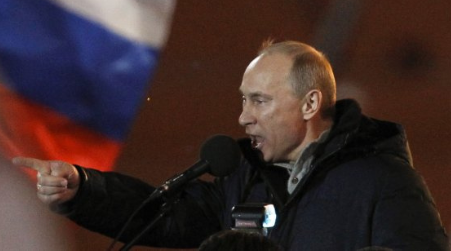 Vladimir Putin addressing a rally.