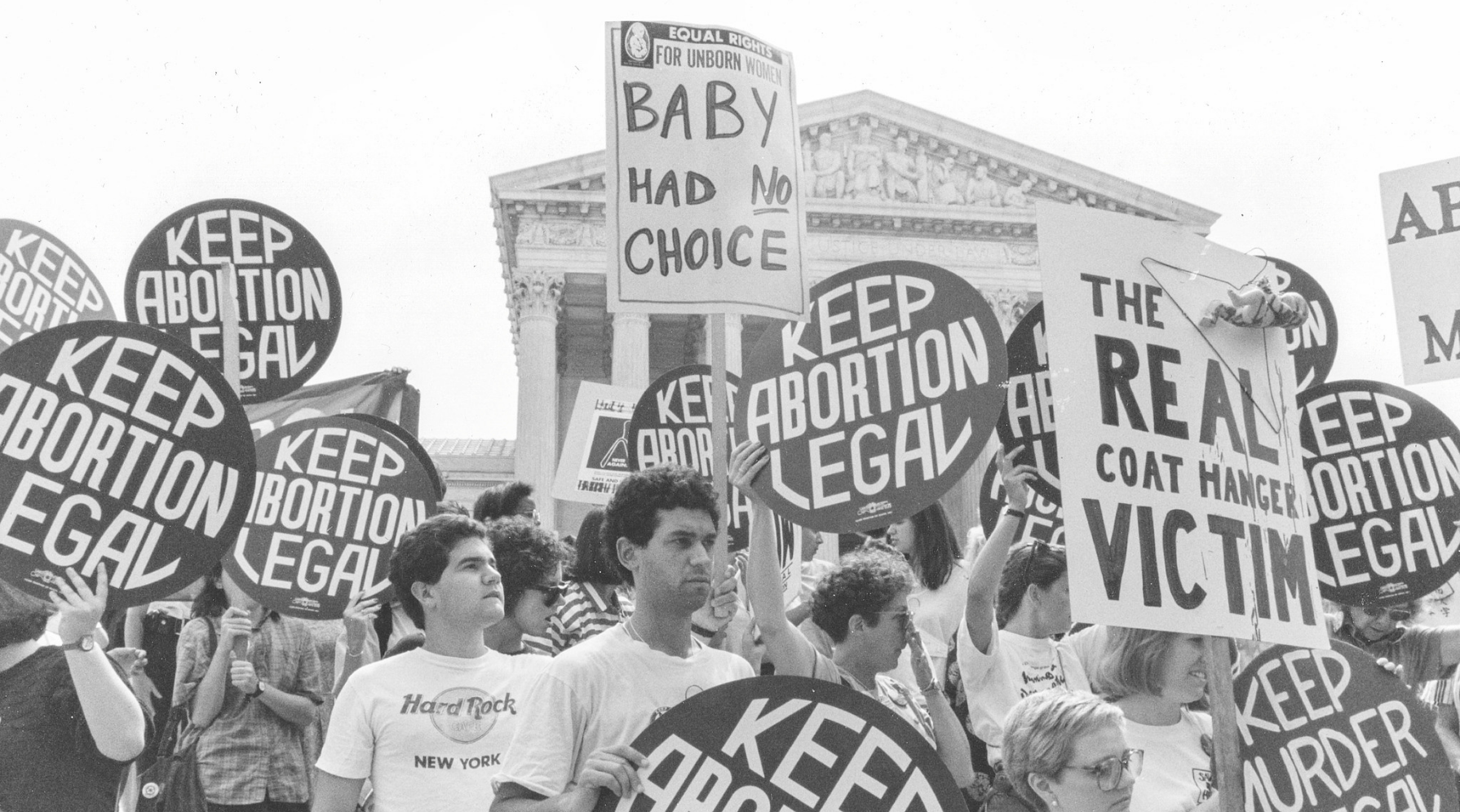 Pro-choice and anti-abortion demonstrators outside the Supreme Court in 1989, Washington D.C.
